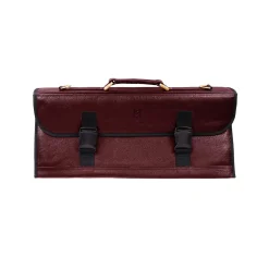 Clearance Red Buffalo Leather Knife Bag, 11 Slots Kitchen Knives