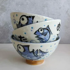 Discount Rice Bowl With Blue Fish, 12cm Japanese Ingredients|Japanese Tableware