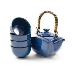 Clearance Rich Blue Japanese Tea Set for Four Japanese Ingredients|Japanese Tableware
