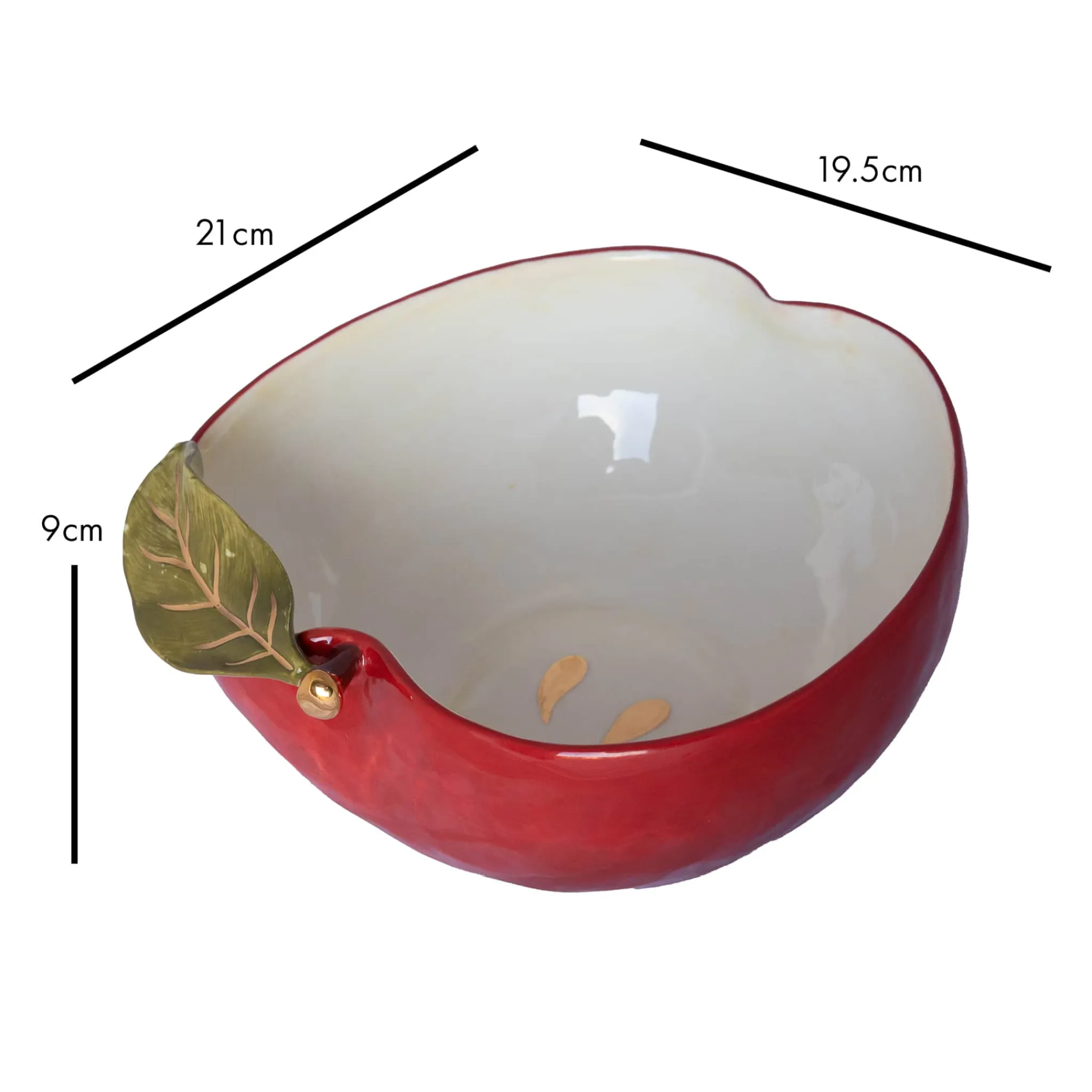 Best Apple Bowl with Gold Detail, 19.5x21cm Crockery & Dinnerware|Bowls