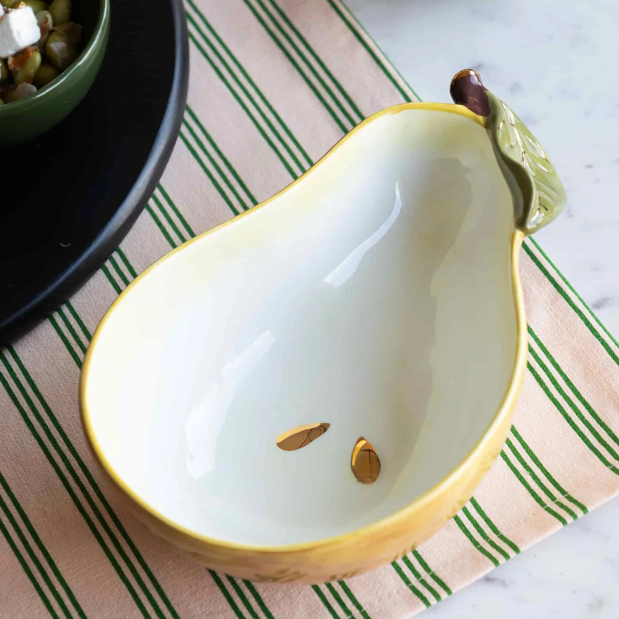 Pear Bowl with Gold Detail, 14x20cm Crockery & Dinnerware|Bowls