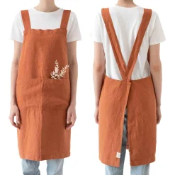 Clearance Rust Crossback Linen Apron Kitchen Textiles & Clothing