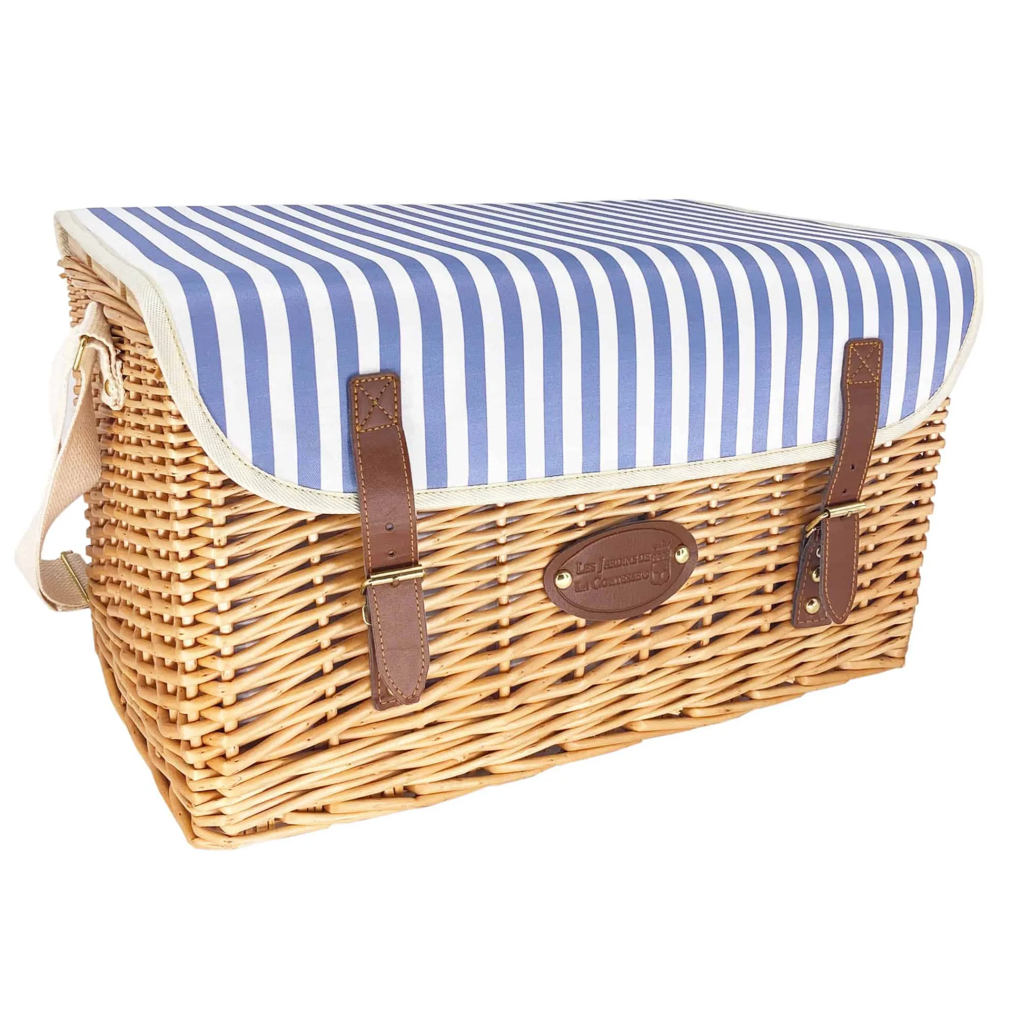 Online Saint-Malo Blue Striped Picnic Basket with Table, 4 Person Picnicware|Disposable Tableware