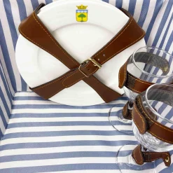 Online Saint-Malo Blue Striped Picnic Basket with Table, 4 Person Picnicware|Disposable Tableware