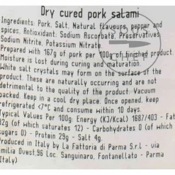 Hot Salami Felino IGP Riserva, 290g Ingredients Brands|Italian Ingredients