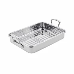 Discount Impact Stainless Steel Roasting Pan with Rack, 43x28cm Baking Supplies & Equipment