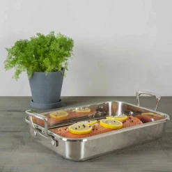 Discount Impact Stainless Steel Roasting Pan with Rack, 43x28cm Baking Supplies & Equipment