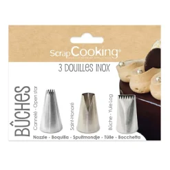 Discount Scrap Cooking Set of 3 Stainless Steel Yule Log Piping Nozzles Baking Supplies & Equipment