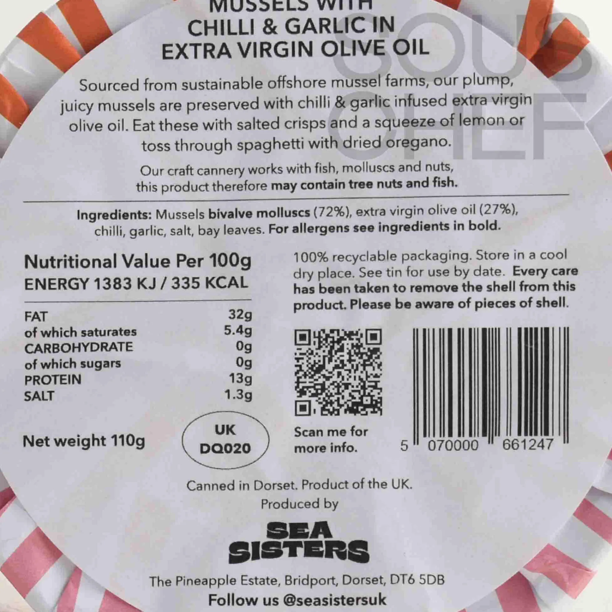 Outlet Tinned Mussels With Chilli & Garlic Oil 110g Ingredients Brands|Tinned Fish & Seafood
