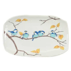 Clearance Porcelain Birds on Branch Rectangular Platter, 32cm Japanese Ingredients|Table Setting