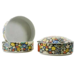 Sale Porcelain Black Floral Motif Sweets Container, 3 Compartments Tableware Brands|Japanese Ingredients