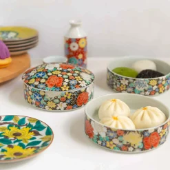 Sale Porcelain Black Floral Motif Sweets Container, 3 Compartments Tableware Brands|Japanese Ingredients