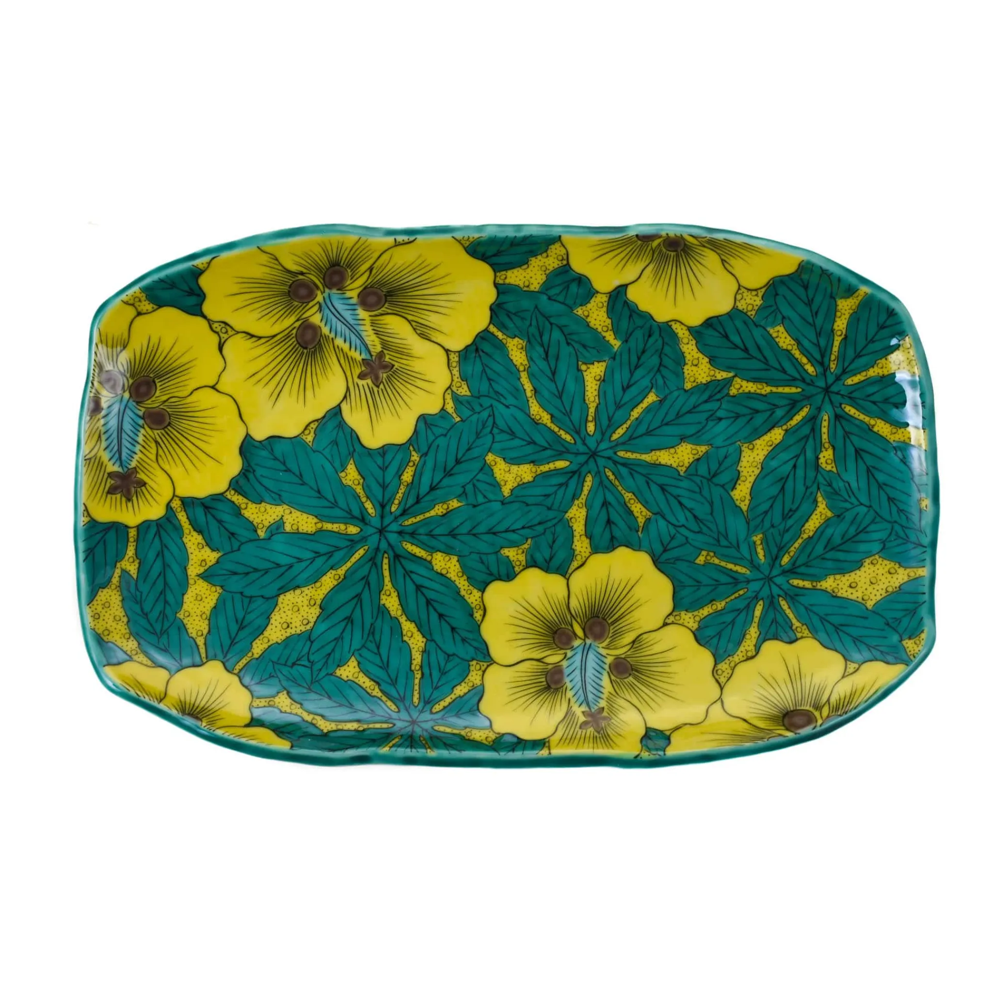 Porcelain Gold Floral Rectangular Platter, 32cm Tableware Brands|Japanese Ingredients