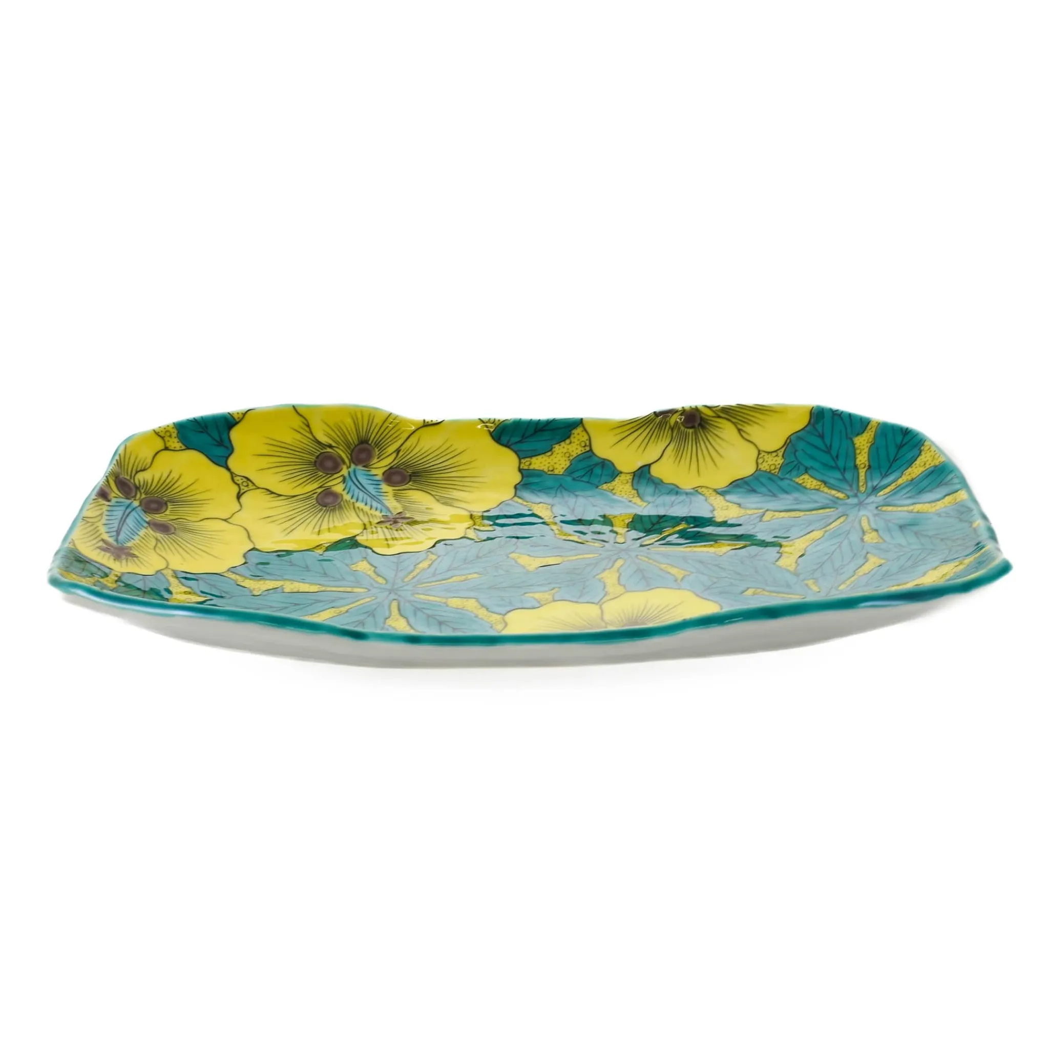 Porcelain Gold Floral Rectangular Platter, 32cm Tableware Brands|Japanese Ingredients