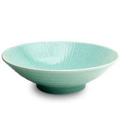 Online Senkei Shallow Bowl, Turquoise, 24cm Japanese Ingredients|Japanese Tableware