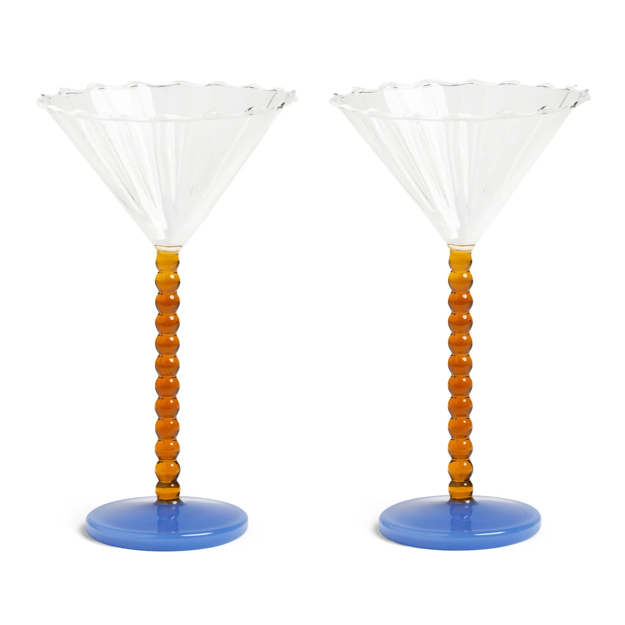 Clearance Set of 2 Amber Bubble Stem Martini Glasses, 150ml Tableware Brands|Cocktail Making & Barware
