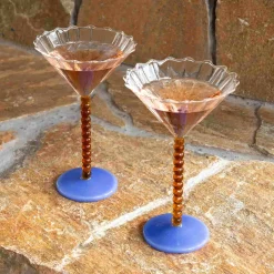Clearance Set of 2 Amber Bubble Stem Martini Glasses, 150ml Tableware Brands|Cocktail Making & Barware