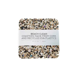 Set of 4 Beach Clean Recycled Cork Square Coasters, 10cm Tableware Brands