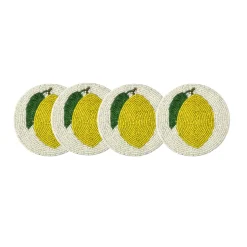 Discount Set of 4 Beaded Lemon Coasters Tableware Brands