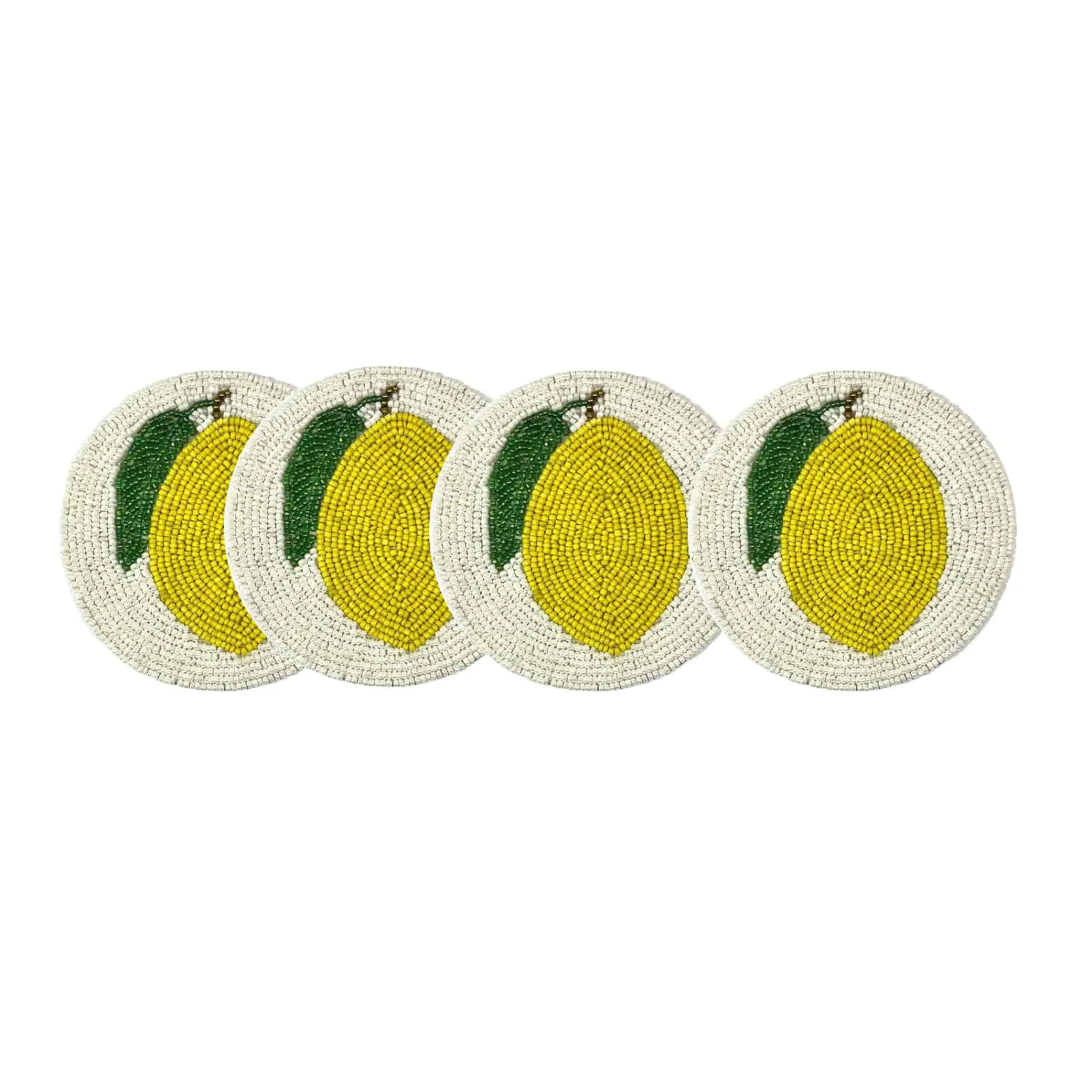 Discount Set of 4 Beaded Lemon Coasters Tableware Brands
