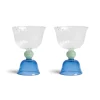 Sale Set of 2 Blue Tulip Coupe Glasses Table Setting|Drinking Glasses