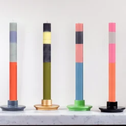 Set of 6 Colourblock Dinner Candles -Multicolour abstract Table Setting|Tableware Brands