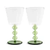 Sale Set of 2 Green Petal Wine Glasses, 200ml Tableware Brands