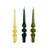 Clearance Set of 3 Green Spiral Candles Table Setting|Tableware Brands