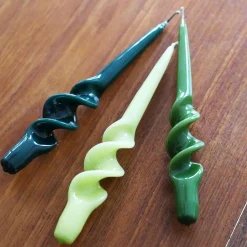 Clearance Set of 3 Green Spiral Candles Table Setting|Tableware Brands