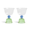 Discount Set of 2 Green Tulip Coupe Glasses Table Setting|Drinking Glasses