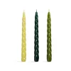 Outlet Set of 3 Green Twisted Candles Table Setting|Tableware Brands