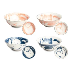 Best Set of 4 Japanese Cat Bowls, 14.5cm Tableware Brands|Japanese Ingredients