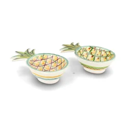 Set of 2 Mexican Hand Painted Pineapple Plates, 18cm Plates|Crockery & Dinnerware