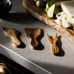 Sale Set of 3 Olive Wood Mini Cheese Tools Tableware Brands|Cutlery
