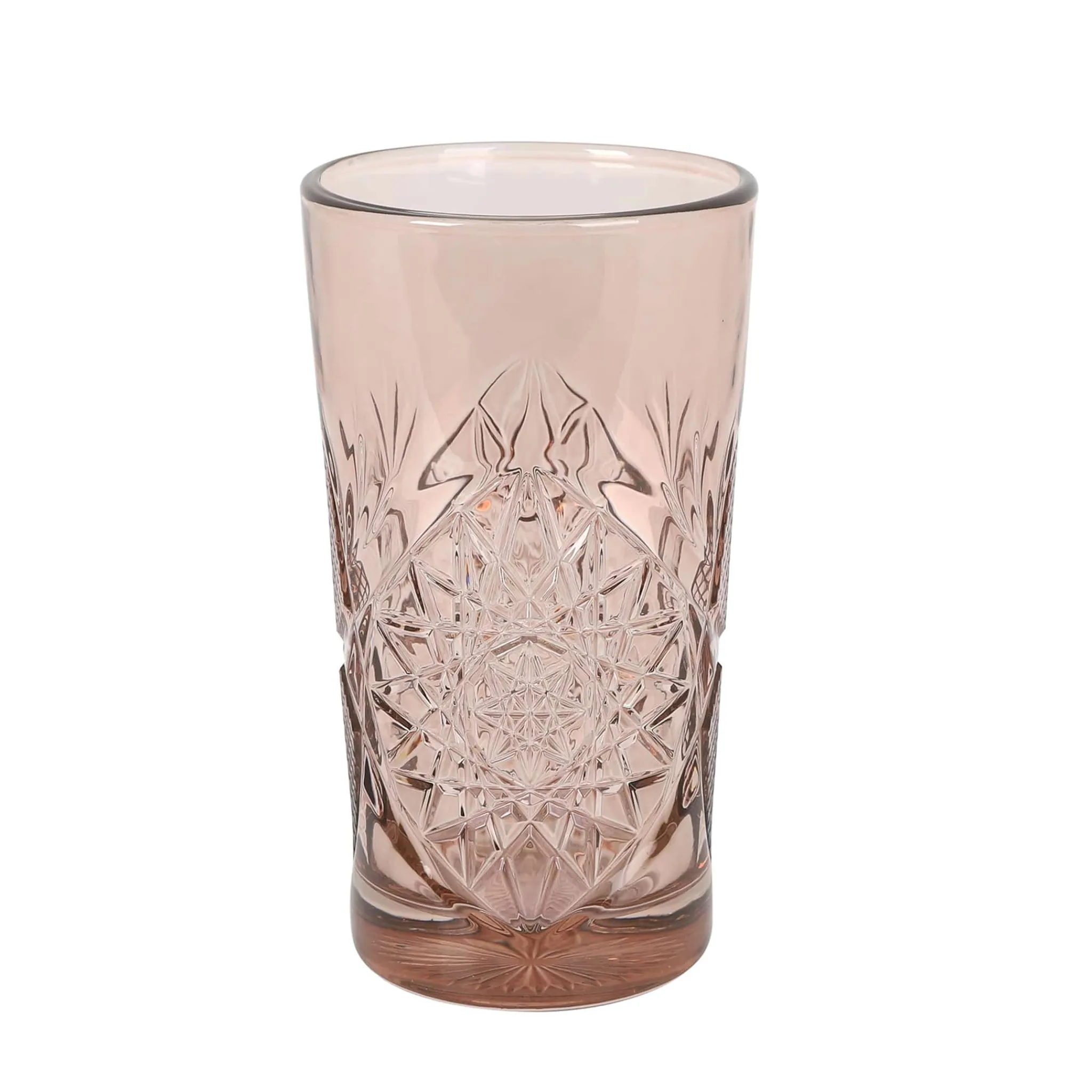 Outlet Set of 6 Pink Hobstar Highball Glasses, 350ml Tableware Brands|Cocktail Making & Barware