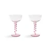 New Set of 2 Pink Twisted Coupe Glasses Table Setting|Drinking Glasses