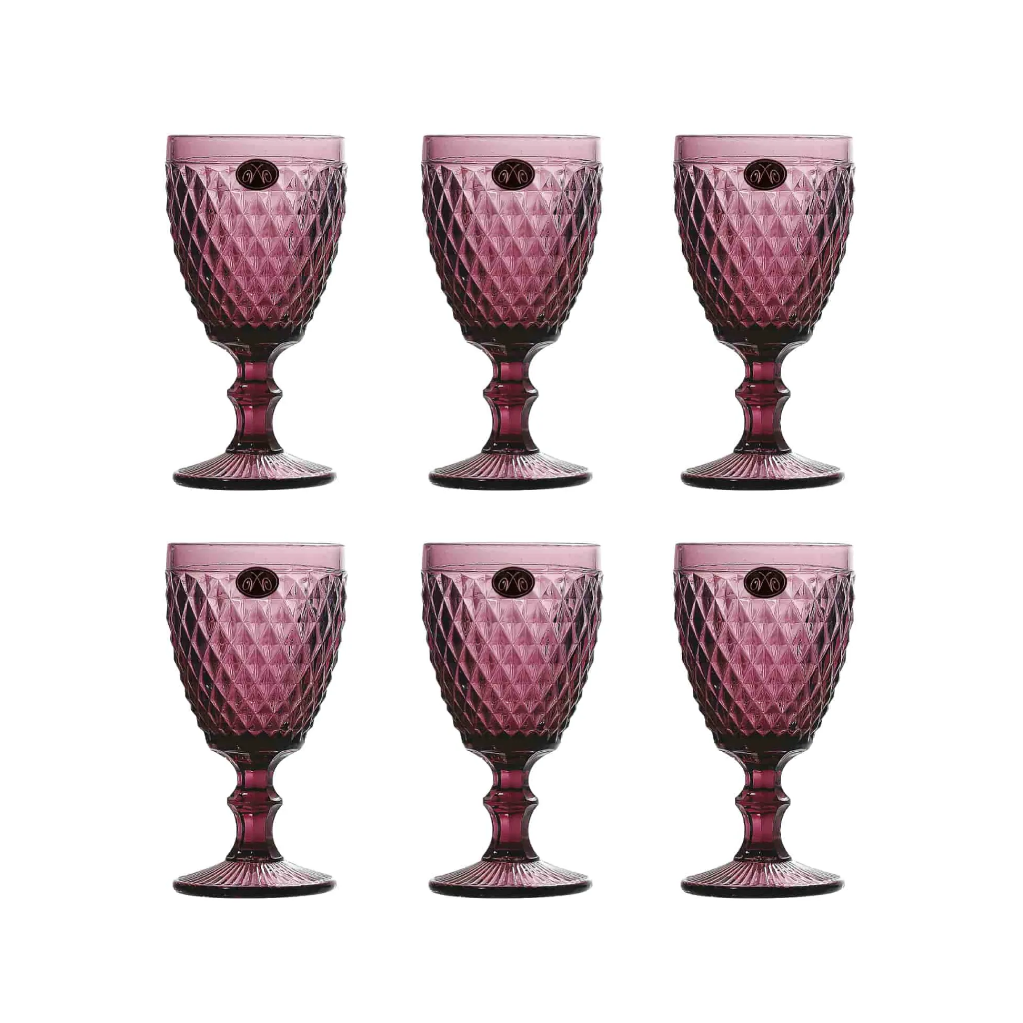 Clearance Set of 6 Purple Diamond Wine Glasses, 350ml Tableware Brands