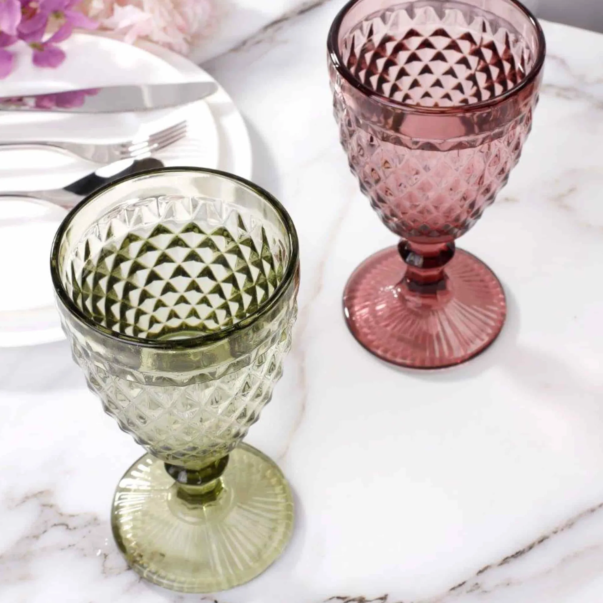 Clearance Set of 6 Purple Diamond Wine Glasses, 350ml Tableware Brands