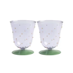Sale Set of 2 Purple Dotted Water Glasses, 200ml Tableware Brands