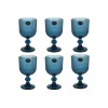 Discount Set of 6 Ribbed Blue Wine Glasses, 255ml Tableware Brands