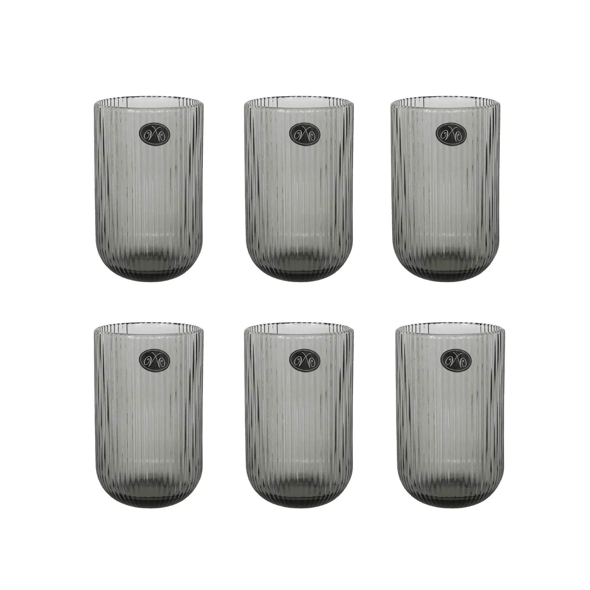Discount Set of 6 Ribbed Green Highball Glasses, 430ml Tableware Brands|Cocktail Making & Barware