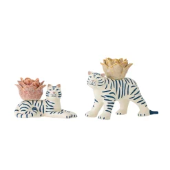 Hot Set of 2 Rory Tiger Candle Holders Table Setting|Tableware Brands