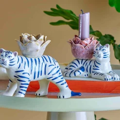 Hot Set of 2 Rory Tiger Candle Holders Table Setting|Tableware Brands