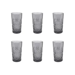 Hot Set of 6 Smoke Hobstar Highball Glasses, 350ml Tableware Brands|Cocktail Making & Barware
