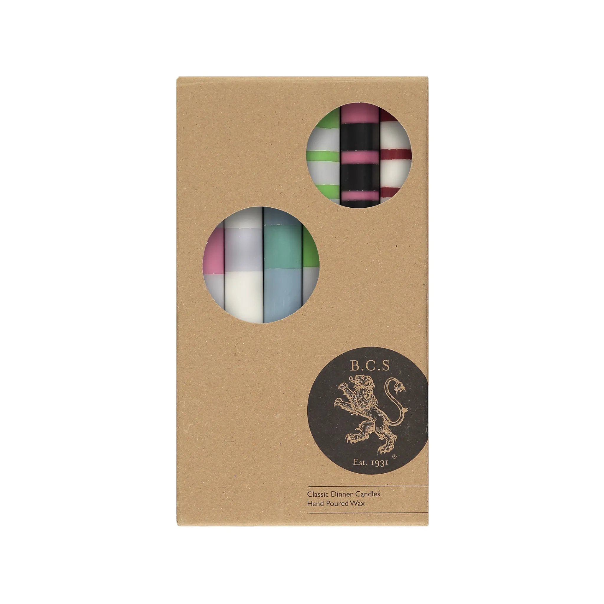 Discount Set of 6 Striped Dinner Candles - Multicolour Table Setting|Tableware Brands