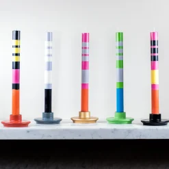 Discount Set of 6 Striped Dinner Candles - Multicolour Table Setting|Tableware Brands