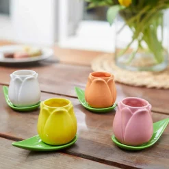 Clearance Set of 4 Tulip Espresso Cups, 100ml Tableware Brands