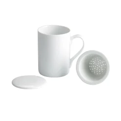 New Set of 6 White Mug with Tea Strainer, 270ml Tableware Brands