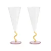 Sale Set of 2 Yellow Stem Champagne Flutes, 180ml Tableware Brands