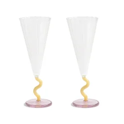 Sale Set of 2 Yellow Stem Champagne Flutes, 180ml Tableware Brands